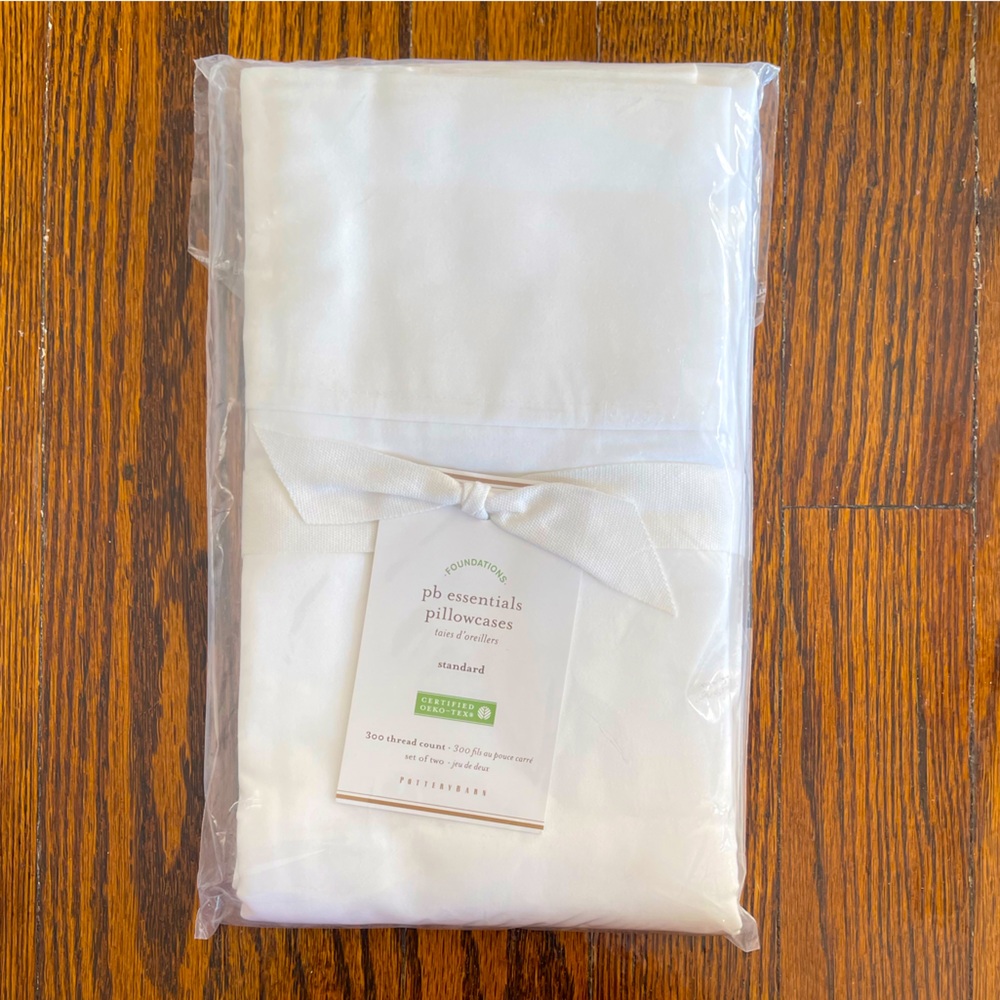 Pottery Barn Essential White Pillowcases, set of 2, 300 thread ct, NWT